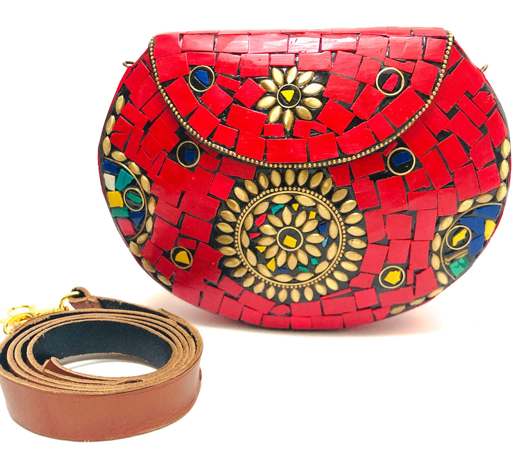 Red Mosaico Clutch