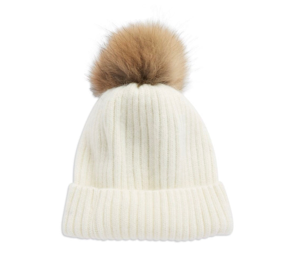 Genuine Fur Pom Pom Hat