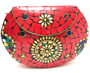 Red Mosaico Clutch